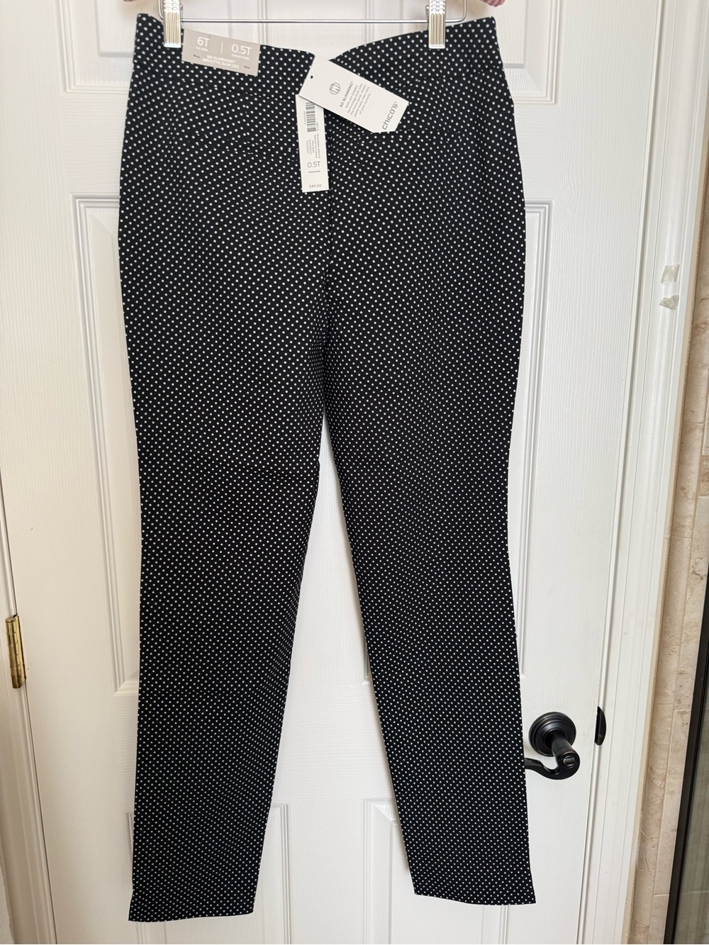 Chico's Black Polka Dot Brigitte Slim Leg Pants